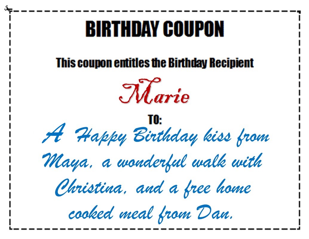 Marie's coupon present